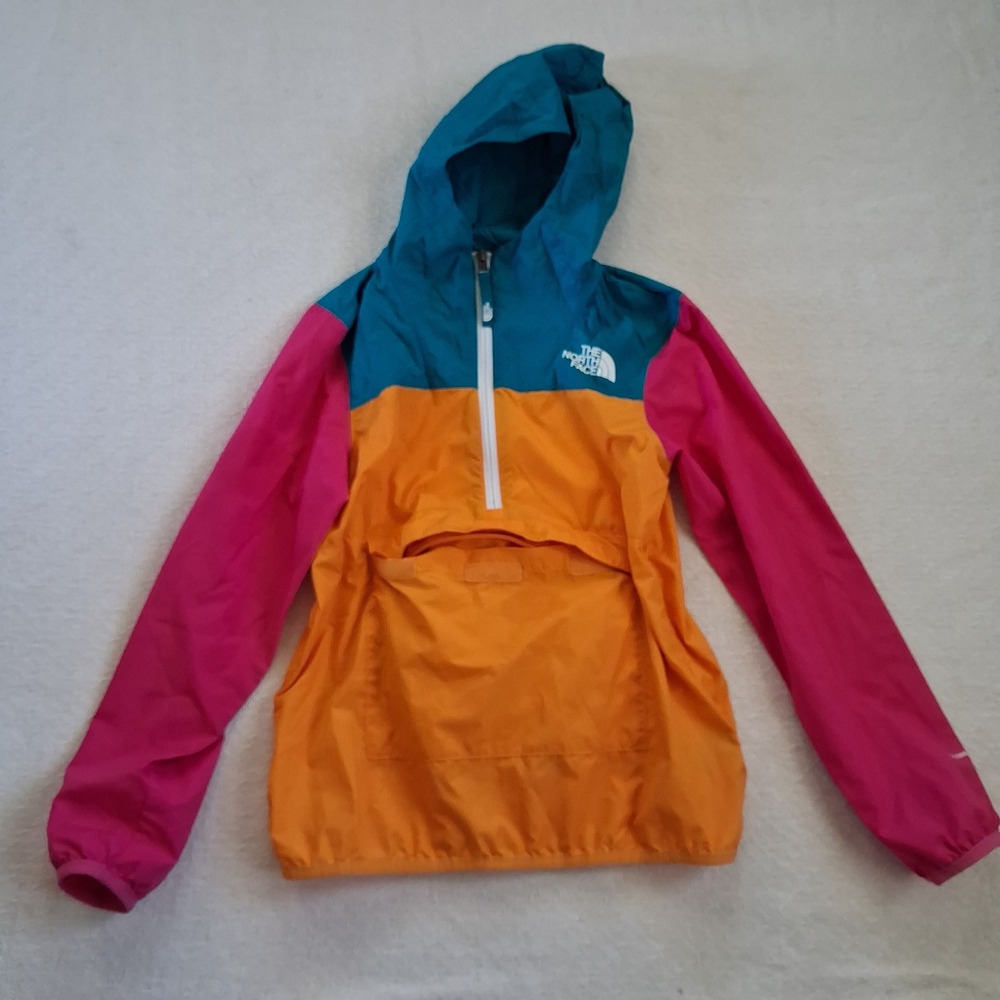 north face youth fanorak jacket colorblock anorak rain gorpcore med pack 10/12